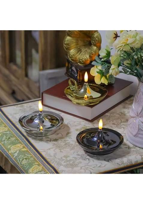 Tarash Luxe 24 Pcs Gold Diya LED Tea Light Candles Flameless Smokeless Diyas