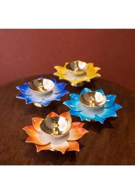 Lotus Brass Diyas Small Decorative Oil Lamps for Diwali Pooja and Home Temple Set of 6