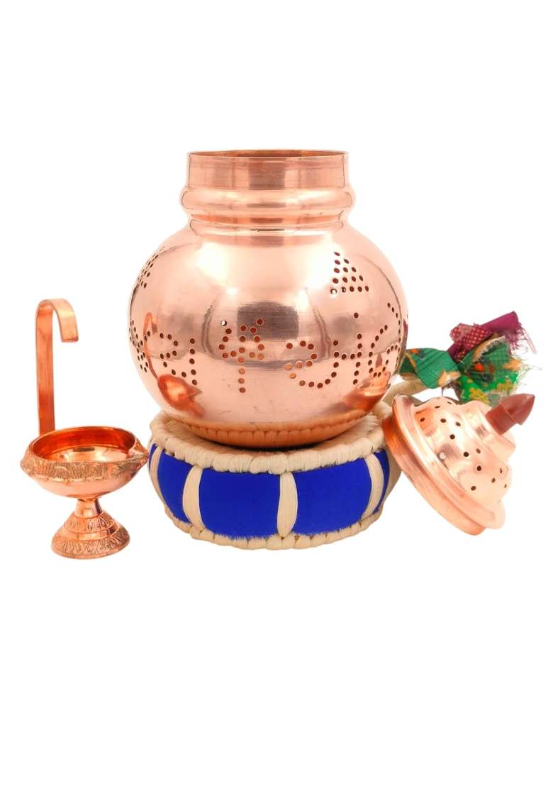 Master Brownsmith Pure Copper Garba Kalash Pot for Navratri Pooja - Indya