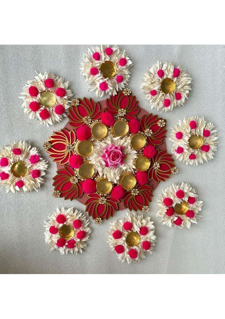 Sellpluscrafts Decorative Handmade Paper Gajra Lotus Rangoli Tlight - Indya