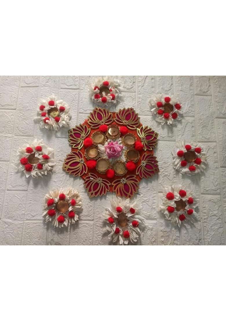Sellpluscrafts Decorative Handmade Paper Gajra Lotus Rangoli Tlight - Indya