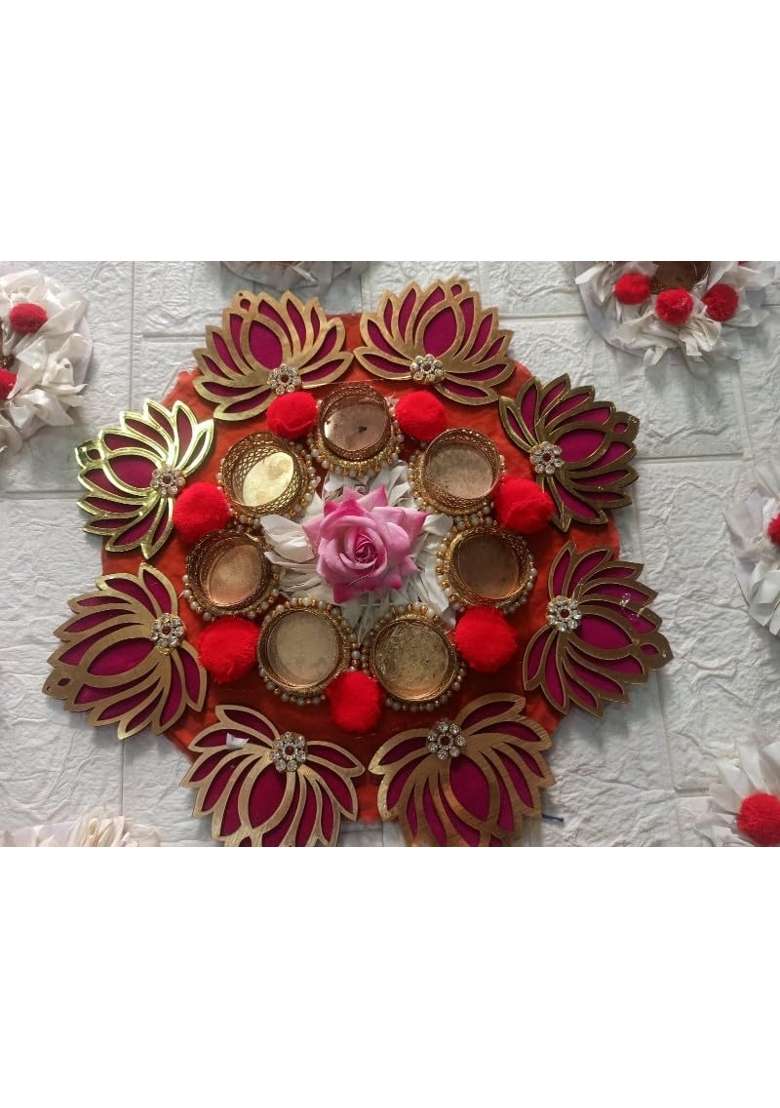 Sellpluscrafts Decorative Handmade Paper Gajra Lotus Rangoli Tlight - Indya
