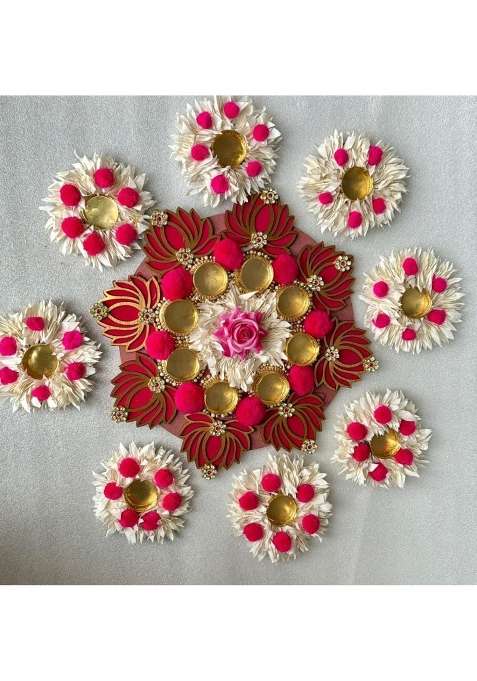 Sellpluscrafts Decorative Handmade Paper Gajra Lotus Rangoli Tlight