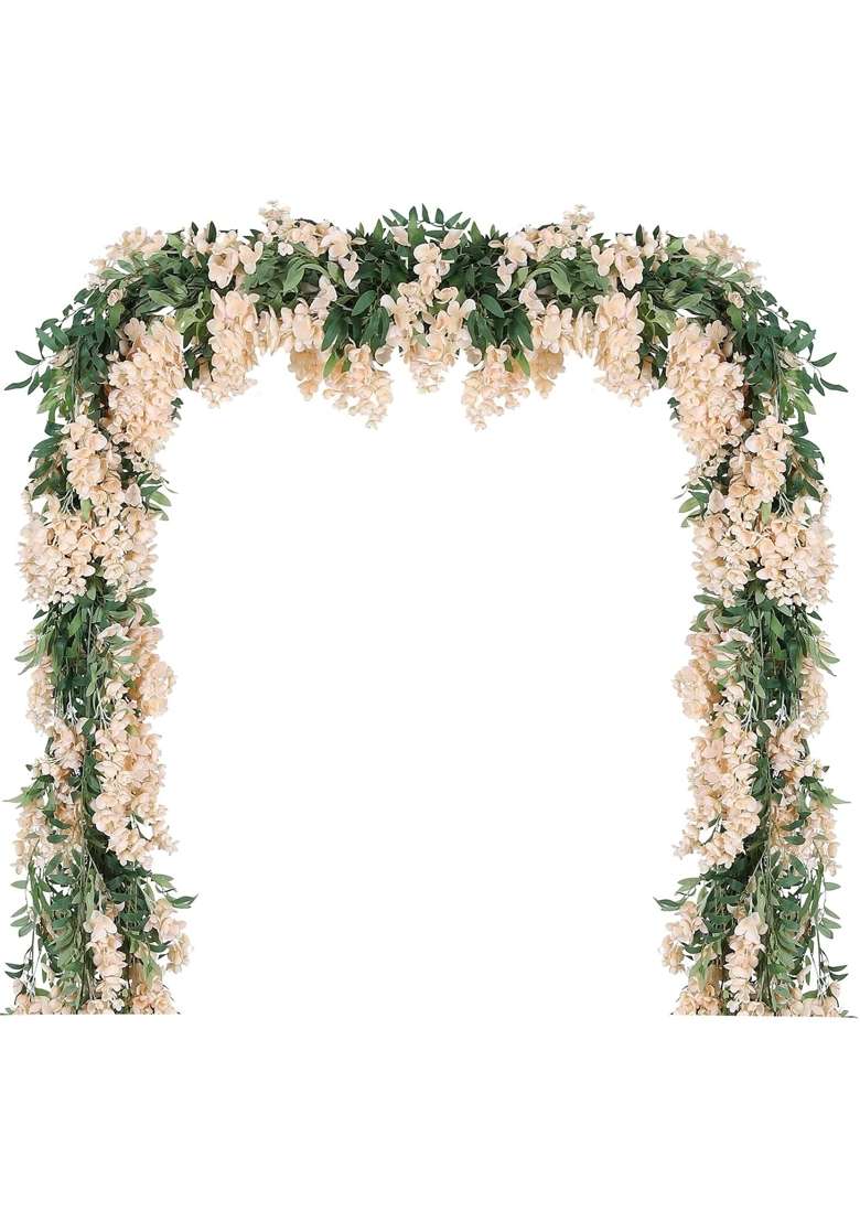 Duovlo 4Pcs 6 Point 6Ft Piece Imitation Silk Wisteria Garland Hanging Flower Vine for Home Outdoor Garden - Indya