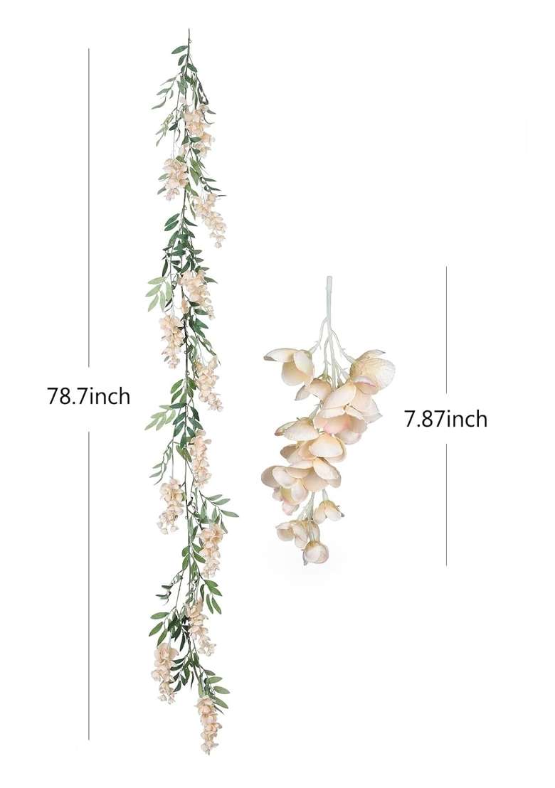 Duovlo 4Pcs 6 Point 6Ft Piece Imitation Silk Wisteria Garland Hanging Flower Vine for Home Outdoor Garden - Indya