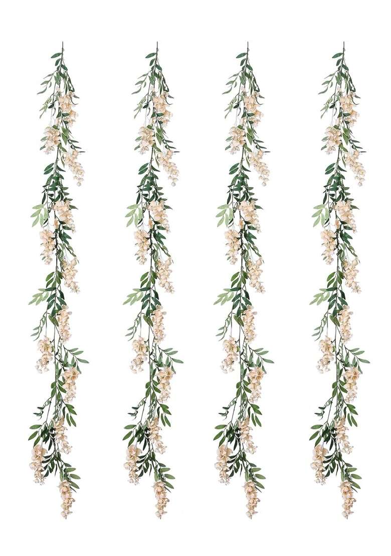 Duovlo 4Pcs 6 Point 6Ft Piece Imitation Silk Wisteria Garland Hanging Flower Vine for Home Outdoor Garden - Indya