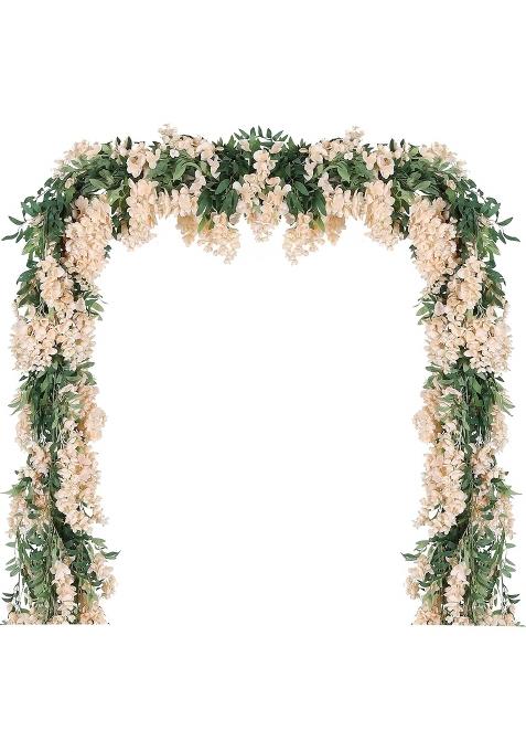 Duovlo 4Pcs 6 Point 6Ft Piece Imitation Silk Wisteria Garland Hanging Flower Vine for Home Outdoor Garden