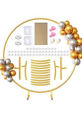 Hasthip Round Balloon Arch Stand 6 Point 56Ft Gold Decoration Backdrop Frame