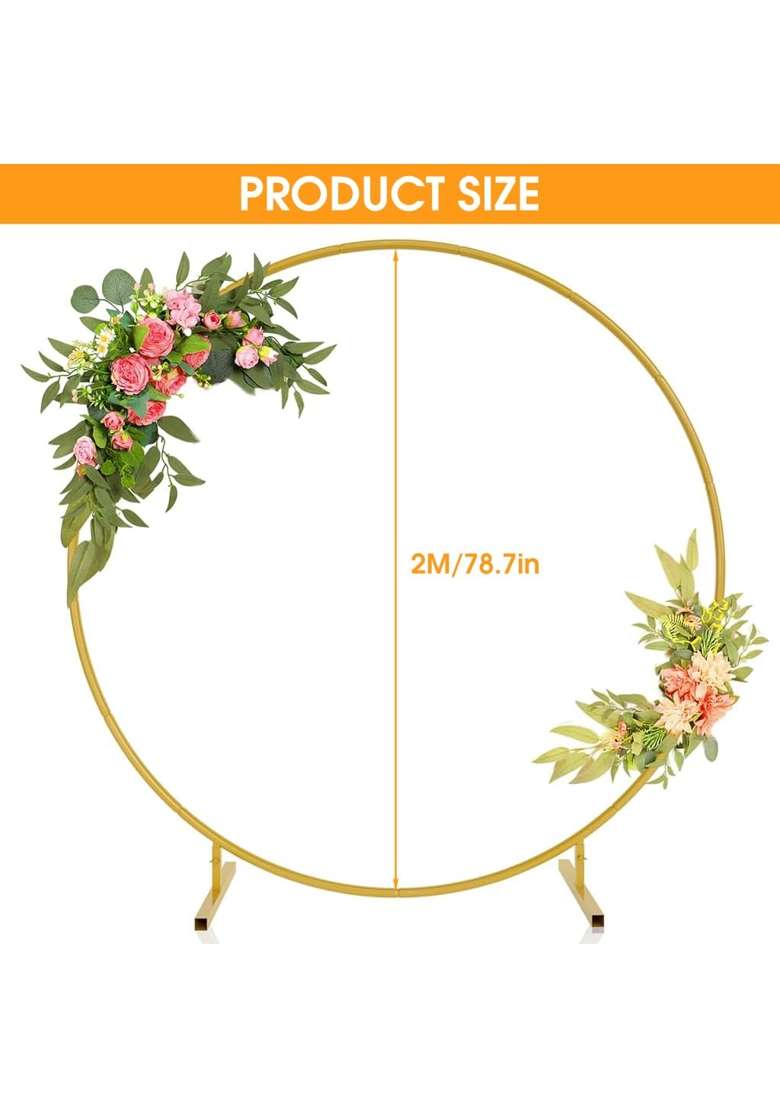 Hasthip Round Balloon Arch Stand 6 Point 56Ft Gold Decoration Backdrop Frame - Indya