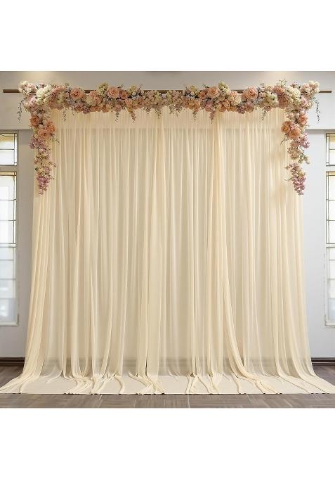 Wish Care 10Ft X 10Ft Champagne Backdrop Curtains Wrinkle Free Sheer Chiffon Fabric Photo Backdrop Drapes