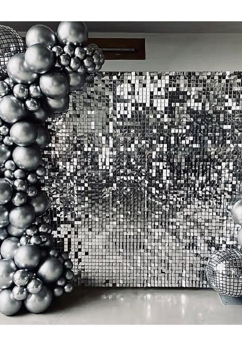 Dsara Sequence Pcs Sequin Wall Panels 1 X 1 Ft Black Silver Shimmer Backdrop Curtain for Wedding Reception