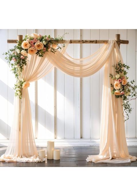 Partisky Wedding Arch Draping Fabric 1 Panel 18Ft Champagne Sheer Backdrop Curtain Chiffon Fabric Drapery