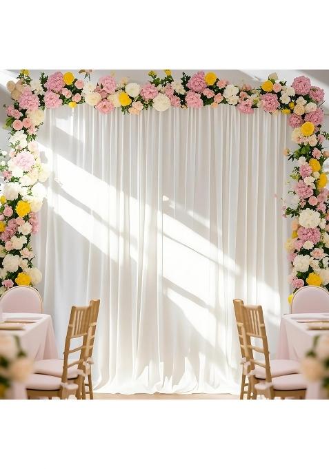 Queendream Ivory Chiffon Backdrop Wedding Decoration Party Stage Decorative Backdrop Background Curtain