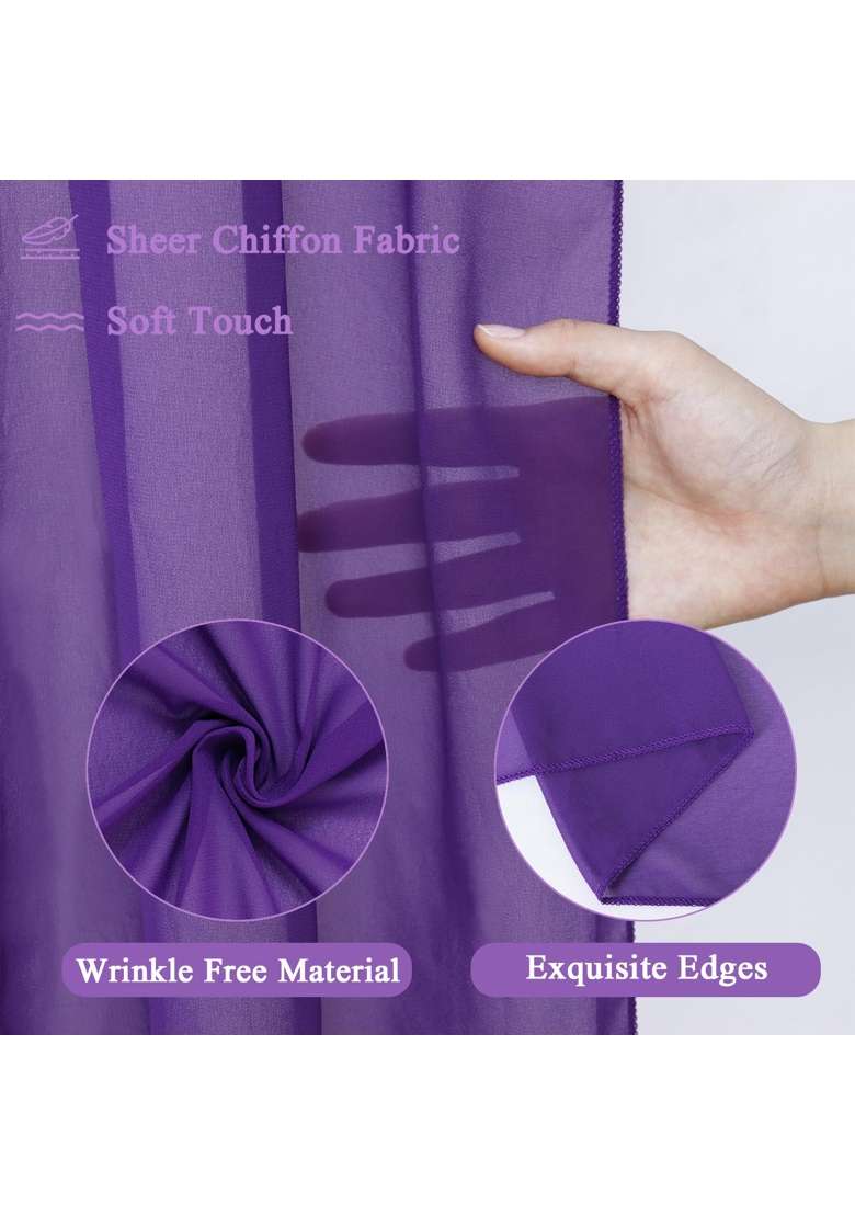 Fanproms Purple 2 Panels 20Ft Sheer Backdrop Drapes Wedding Archway Decorations Backdrop Swag Curtains - Indya