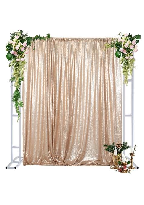 Duobao Sequin Backdrop Curtain Champagne 4FTx7FT Glitter Background Backdrop for Pictures Shimmer Curtains