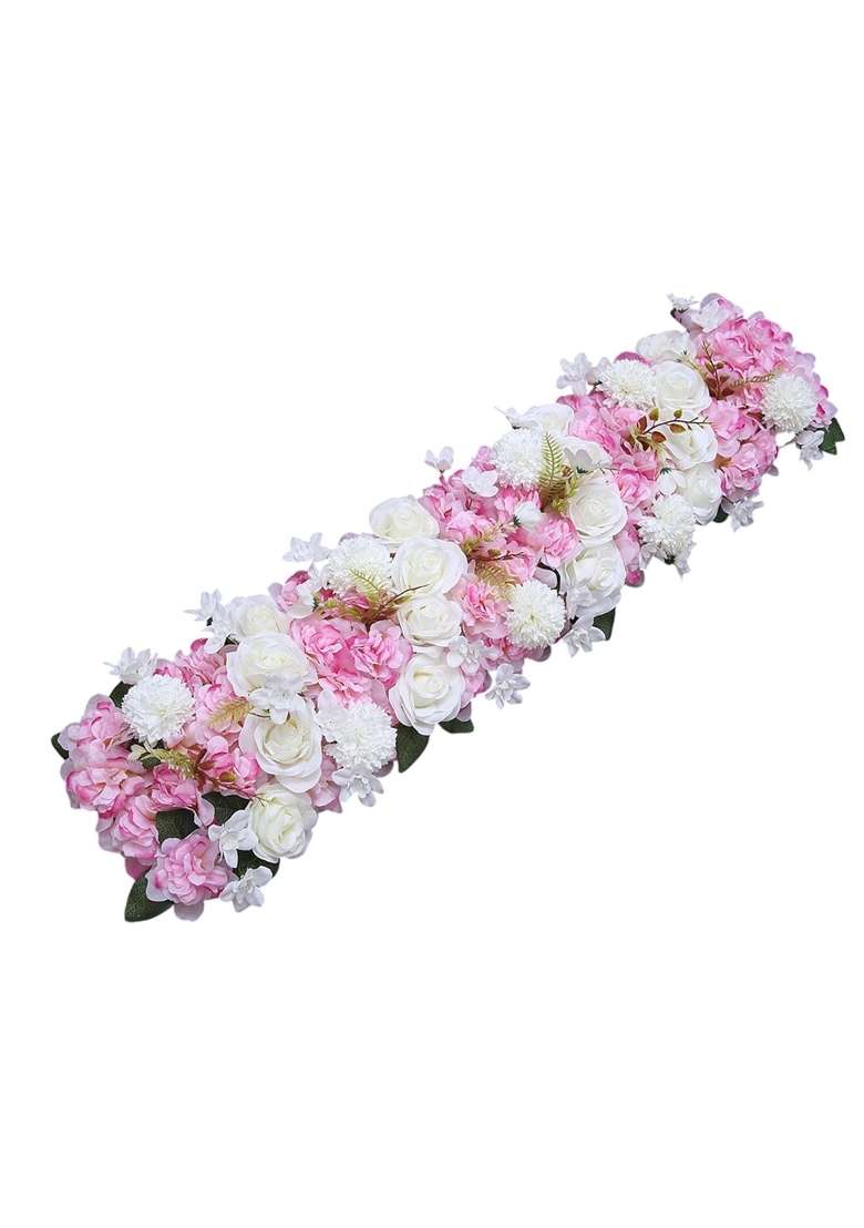 Myaddiction Flower Panel Backdrop Road Decoration Silk Flower for Wedding Party Ceremony White Pink - Indya