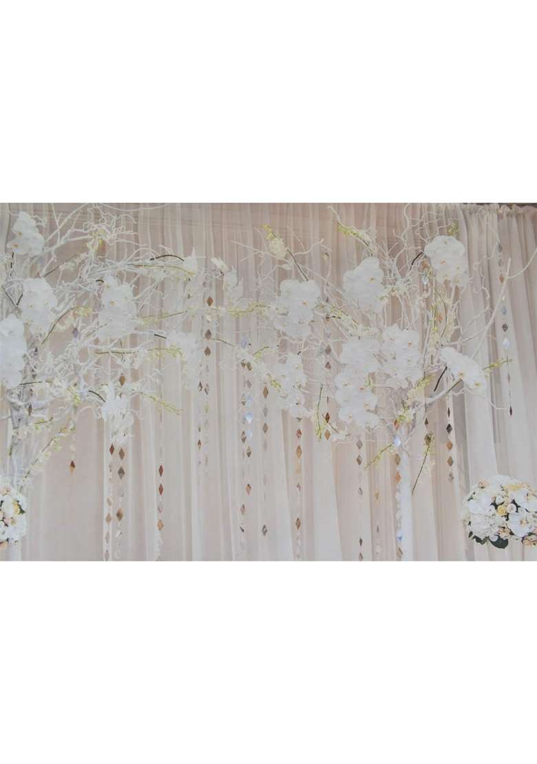 Aofoto 10x8ft White Tulle Wedding Ceremony Backdrop Curtain with Flowers Engagement Bridal Shower Photography - Indya
