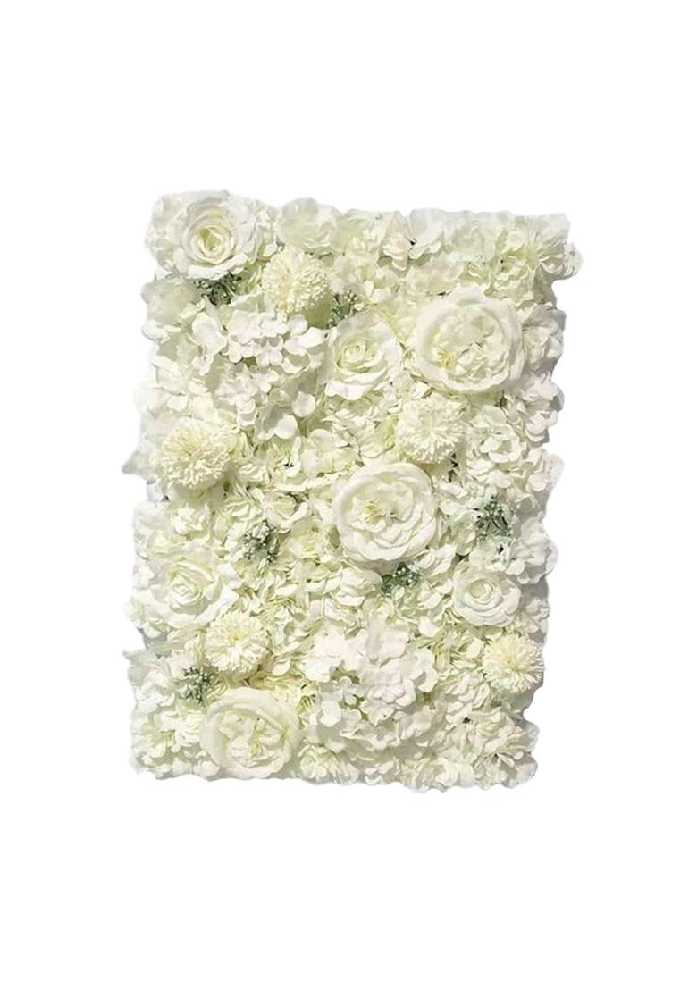 Heavenglow Artificial Silk Flowers Wall Panel Wedding Party Floral Backdrop White - Indya