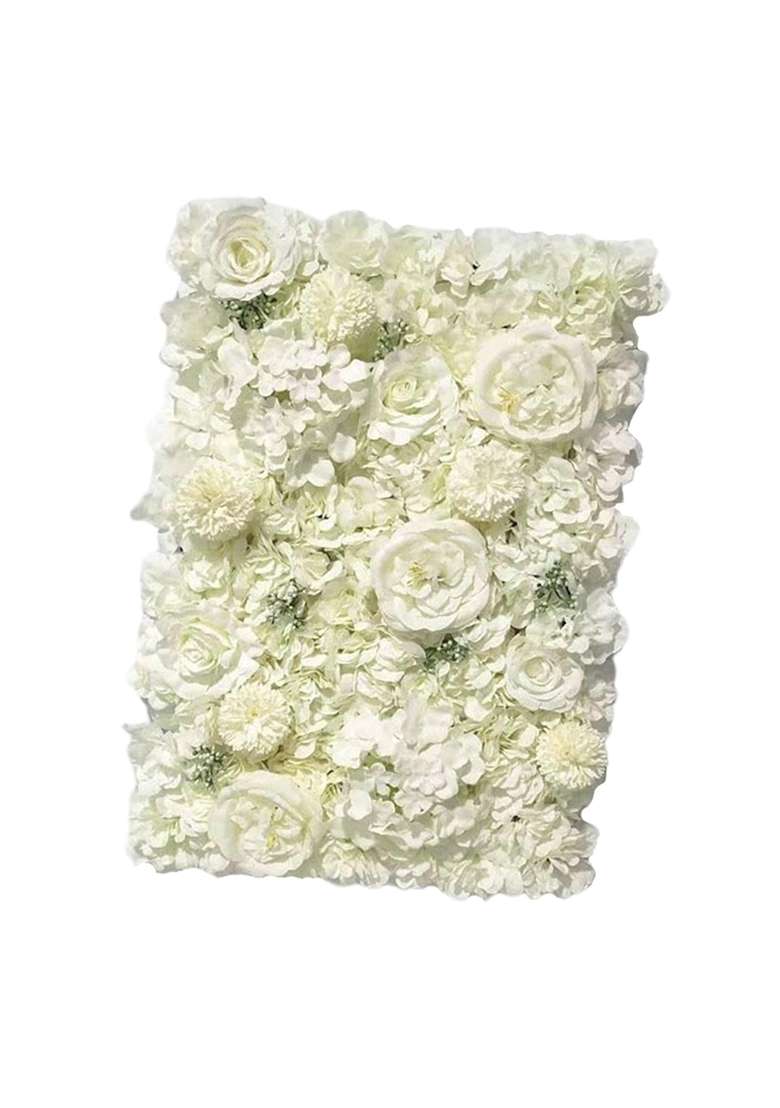 Heavenglow Artificial Silk Flowers Wall Panel Wedding Party Floral Backdrop White - Indya