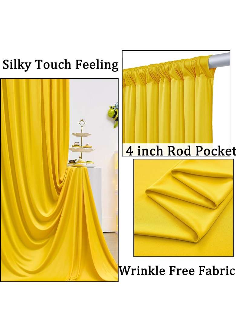 Nssonben 20Ft X 10Ft Wrinkle Free Yellow Backdrop Curtains for Parties - Indya