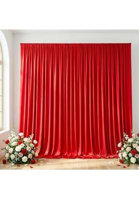 Haefoo Red Backdrop Curtain 10x10FT Back Drop Curtains for Parties Wrinkle Free Soft Polyester Photo Backdrop