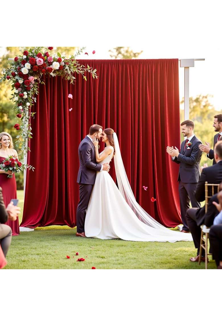 Haefoo Red Backdrop Curtain 10x10FT Back Drop Curtains for Parties Wrinkle Free Soft Polyester Photo Backdrop - Indya