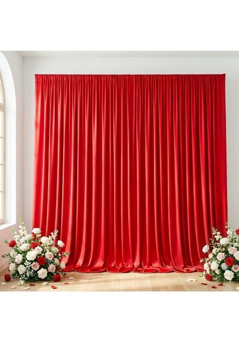 Haefoo Red Backdrop Curtain 10x10FT Back Drop Curtains for Parties Wrinkle Free Soft Polyester Photo Backdrop