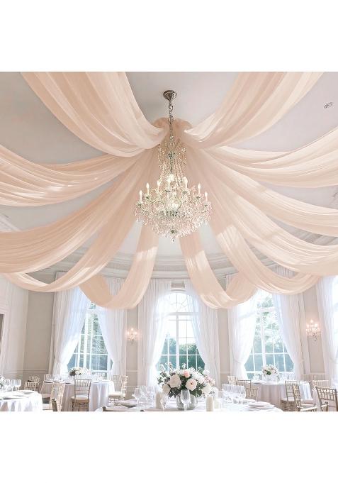 Fuhsy Wedding Arch Draping Fabric 5FTx20FT 2 Panels Ceiling Drapes Champagne Party Decorations Chiffon