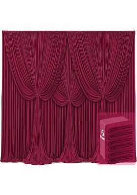 Tao Ge 6 Panels Burgundy Backdrop Curtains for Wedding Party Wrinkle Free Backdrops Curtain Drapes Fabric