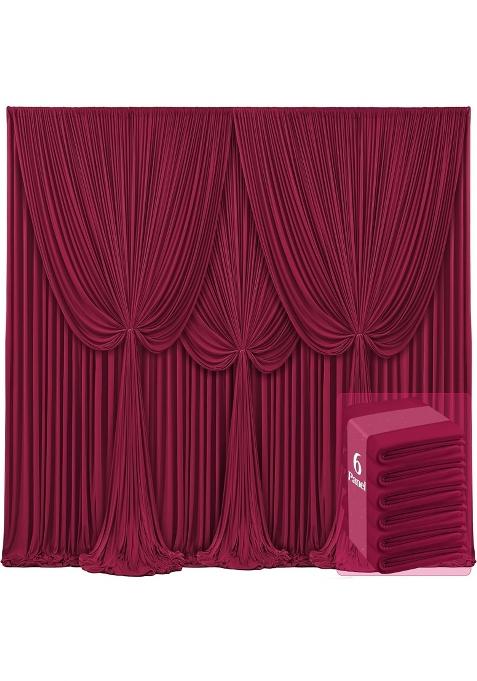 Tao Ge 6 Panels Burgundy Backdrop Curtains for Wedding Party Wrinkle Free Backdrops Curtain Drapes Fabric