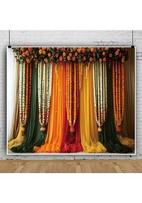 Lexfvpoo 10x8ft India Pooja Traditional Backdrop Colorful Curtains Floral Indian Photography Background Puja
