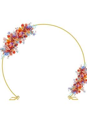 Fomcet 8 Point 5Ft Gold Round Backdrop Stand Metal Wedding Arch Stand Circle Balloon Arch Frame for Wedding