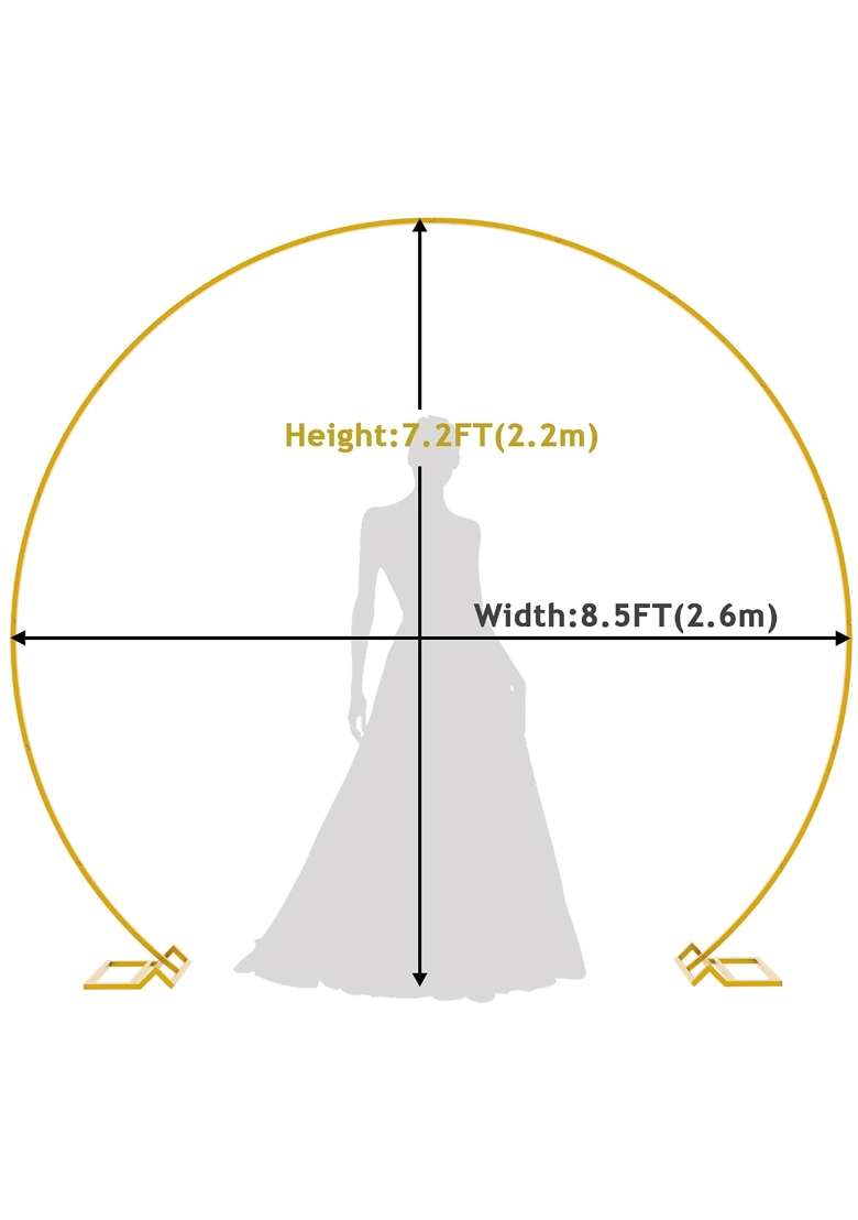 Fomcet 8 Point 5Ft Gold Round Backdrop Stand Metal Wedding Arch Stand Circle Balloon Arch Frame for Wedding - Indya