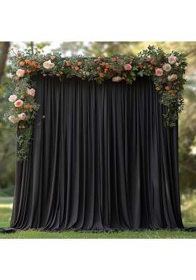 Esgotbme 10x7ft Wrinkle Free Black Backdrop Curtain for Parties Soft Fabric Drapes Wedding Black Curtain