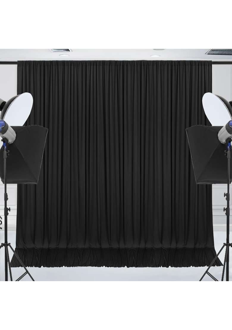 Esgotbme 10x7ft Wrinkle Free Black Backdrop Curtain for Parties Soft Fabric Drapes Wedding Black Curtain - Indya