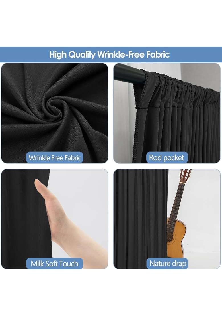 Esgotbme 10x7ft Wrinkle Free Black Backdrop Curtain for Parties Soft Fabric Drapes Wedding Black Curtain - Indya