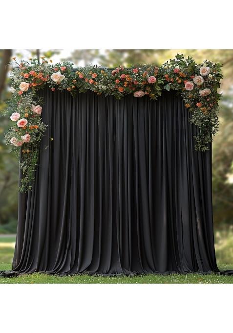 Esgotbme 10x7ft Wrinkle Free Black Backdrop Curtain for Parties Soft Fabric Drapes Wedding Black Curtain