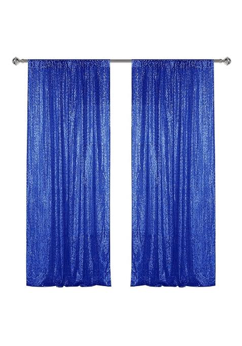 Sugargirl Navy Blue Sequin Backdrop Curtain 2 Panels 2FTx8FT Glitter Navy Blue Background Drapes Sparkle