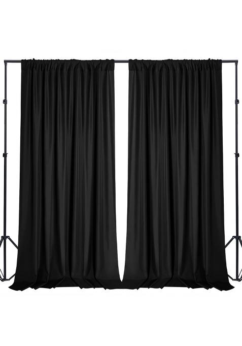 Sugargirl 10x10FT Black Backdrop Curtains Polyester Photo Backdrop Drapes Curtains 2 Panels with Rod Pockets