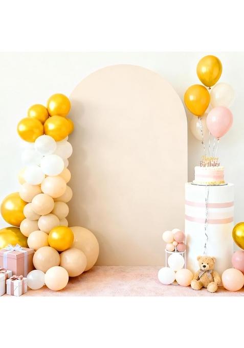 Rtshuok 6Ft Arch Backdrop Cover Beige Stretchy Backdrop Cover