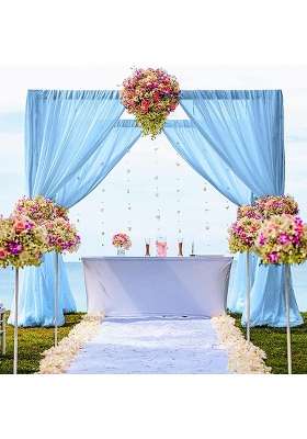 Duobao Chiffon Backdrop Curtain 10FTx10FT Shower Curtains Polyester Backdrops for Wedding Sheer Drapes 2