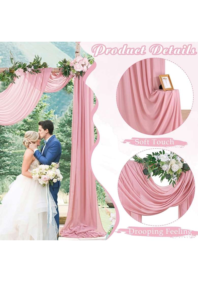 Soardream Dusty Rose Wedding Drapes 2 Panels 6 Yards Sheer Backdrop Curtains for Bridal Shower Wedding Arches - Indya