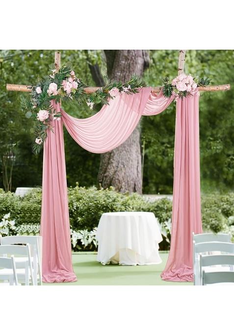 Soardream Dusty Rose Wedding Drapes 2 Panels 6 Yards Sheer Backdrop Curtains for Bridal Shower Wedding Arches