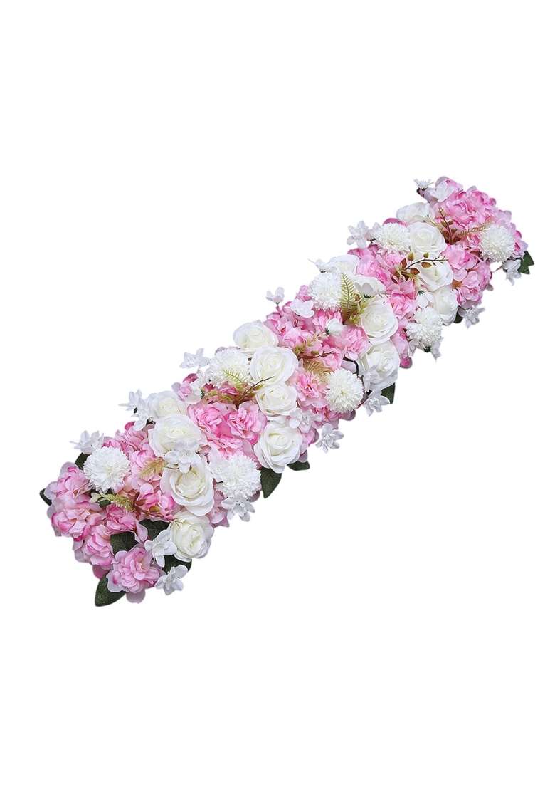 Pexorva Flower Panel Backdrop Road Decoration Silk Flower for Wedding Party Ceremony White Pink - Indya
