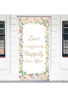 Joyiou Multicolor Love Laughter Happily Ever After Backdrop Door Banner Decorations