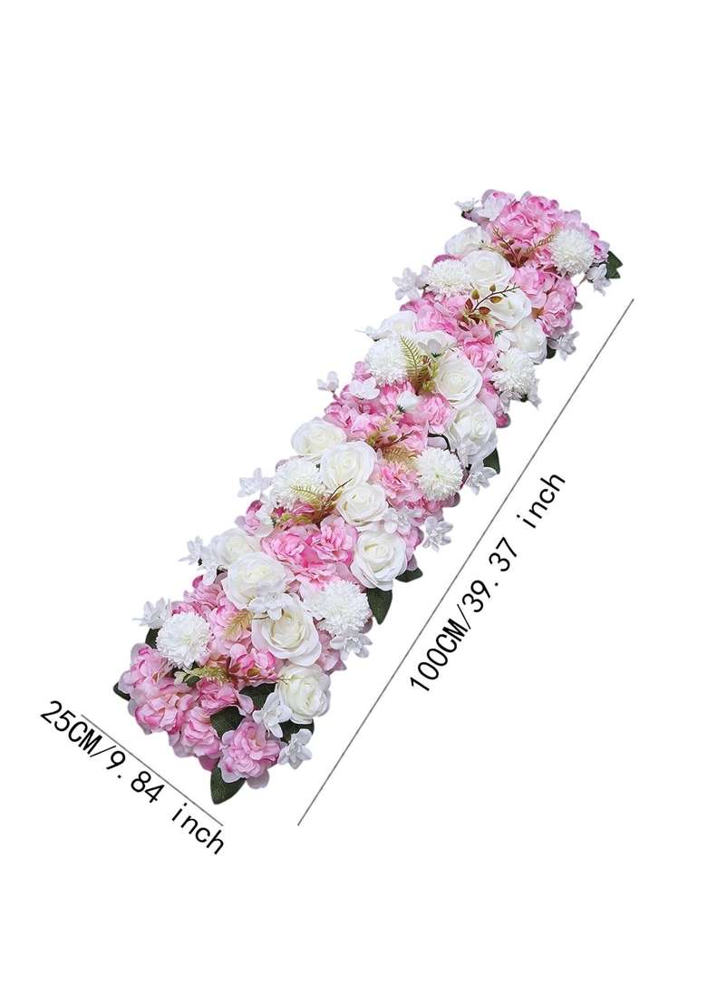 Atorse Flower Panel Backdrop Road Decoration Silk Flower for Wedding Party Ceremony White Pink - Indya