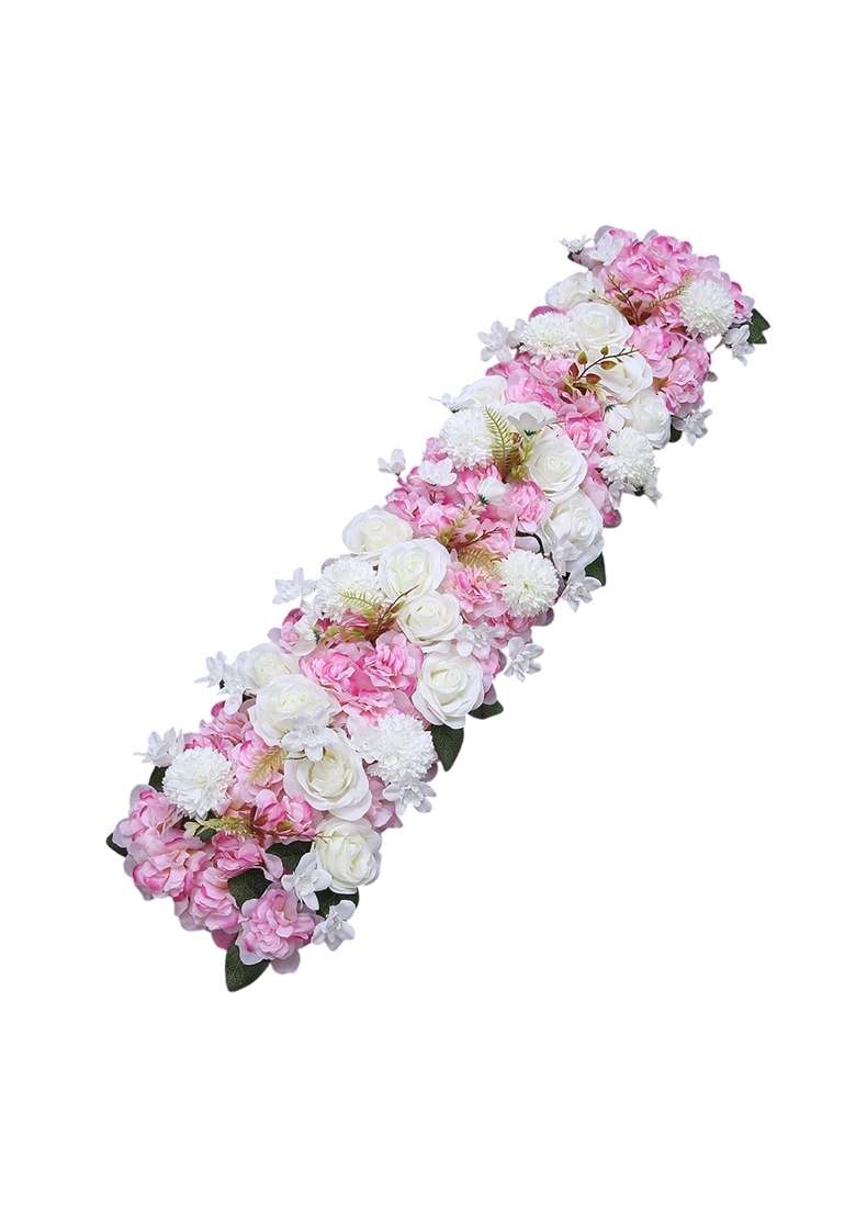 Atorse Flower Panel Backdrop Road Decoration Silk Flower for Wedding Party Ceremony White Pink - Indya