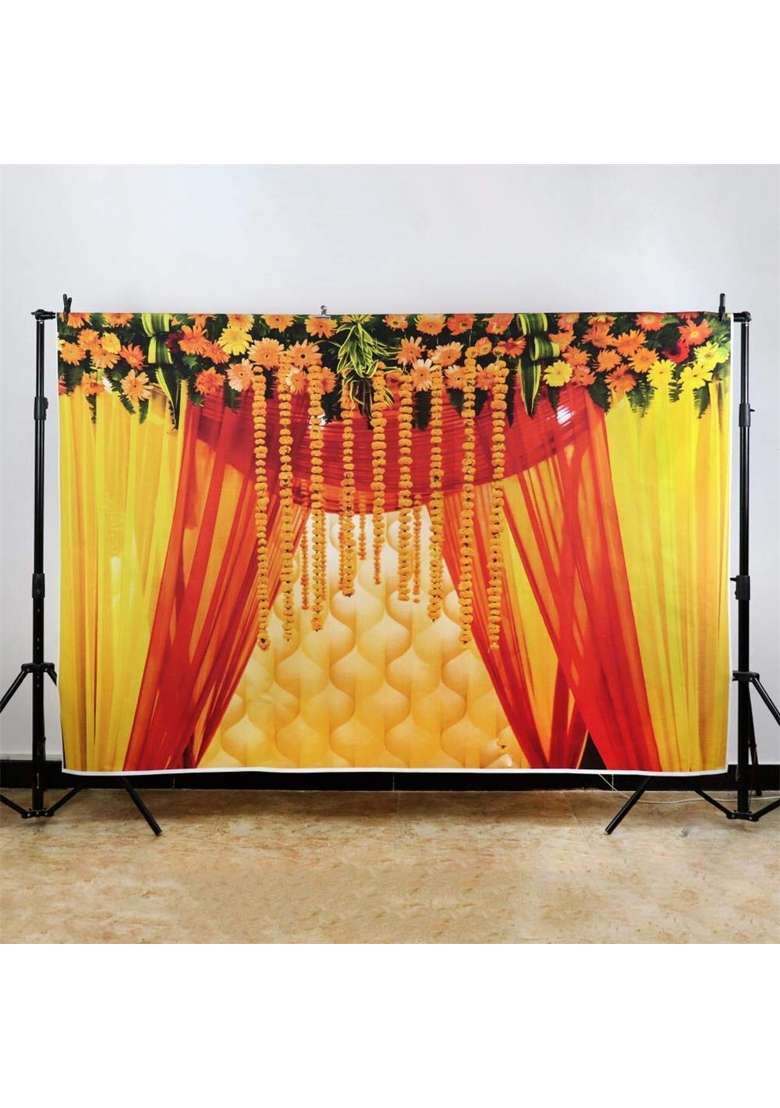 Aofoto 10x8ft Macrame Wedding Backdrop Indian Marriage Decoration Red Curtain Flowers Background Sweetheart - Indya