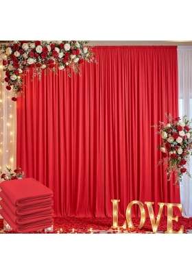 Nssonben 20Ft X 10Ft Wrinkle Free for Parties 4 Panels 5 10Ft Silky Polyester Red Photo Backdrop Drapes Back