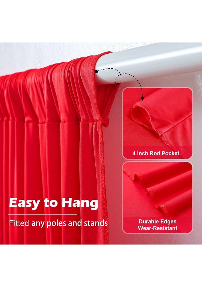 Nssonben 20Ft X 10Ft Wrinkle Free for Parties 4 Panels 5 10Ft Silky Polyester Red Photo Backdrop Drapes Back - Indya